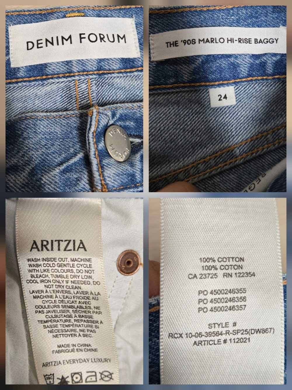 Aritzia Denim Forum The '90s Marlo Hi-Rise Baggy Jean Size 24-25 - Picture 10 of 10